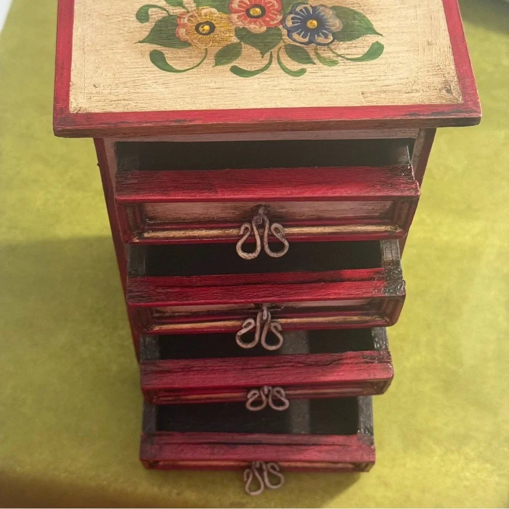 Handcrafted Wooden Jewelry Box with Floral Design